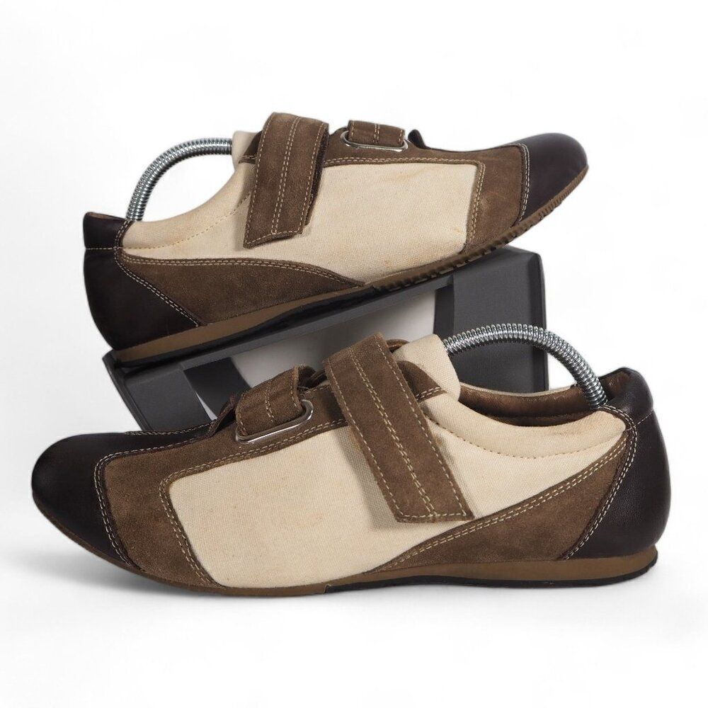 Aston‎ Grey Sport Hook & Loop Sporty Canvas / Leather Casual Sneakers Men's 10